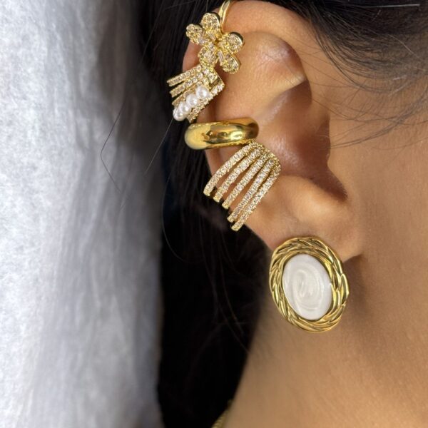 Ear cuff strass argento