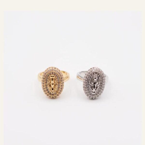 Anello sacro Madonnina con strass
