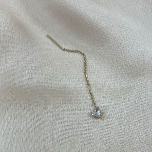 SALISCENDI CON CUORE STRASS orecchino saliscendi cuore liscio in acciaio inossidabile