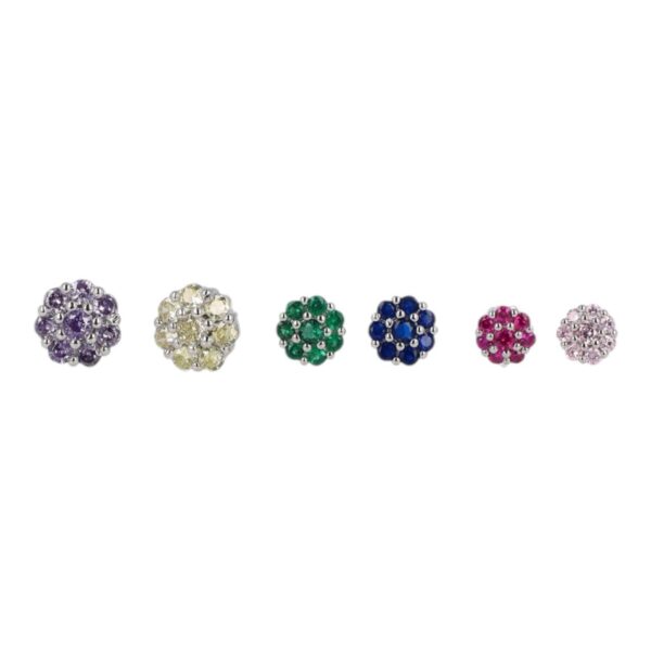SET ORECCHINI STRASS A FIORE IN VARI COLORI IN ACCIAIO INOSSIDABILE