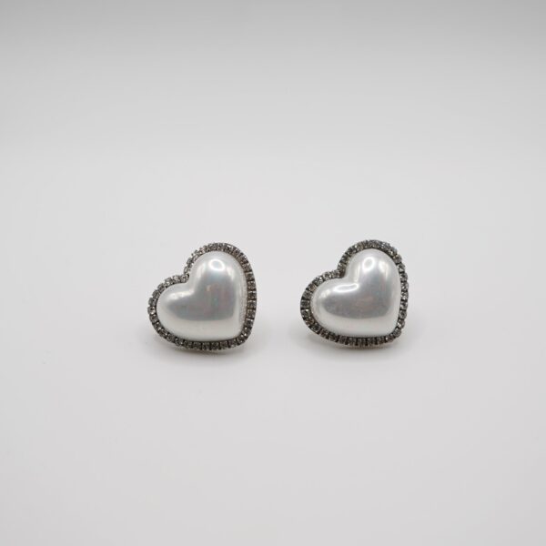 ORECCHINO CUORE PERLA E STRASS