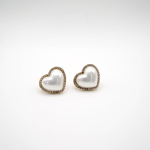 ORECCHINO CUORE PERLA E STRASS