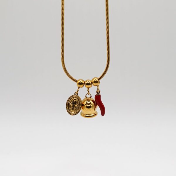 COLLANA MULTI SHARMS MADONNA CAMPANELLA CORNO