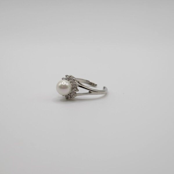 ANELLO ACCIAIO FIORE CON PERLA E STRASS