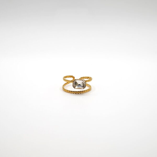 anello doppio filo con pietra rettangolare