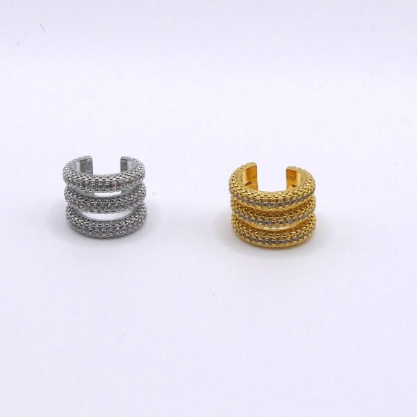 EAR CUFF ACCIAIO UNITO DA TRE CERCHI IN STRASS