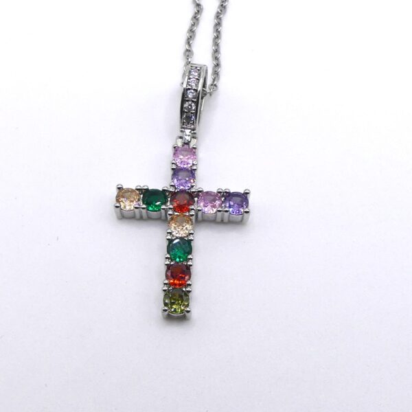 COLLANA SOTTILE CROCE STRASS MULTI COLOR