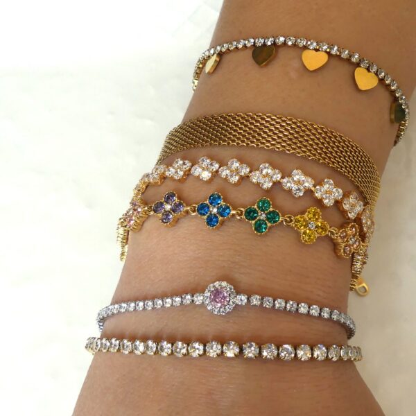 BRACCIALE TENNIS FIORE IN ACCIAIO