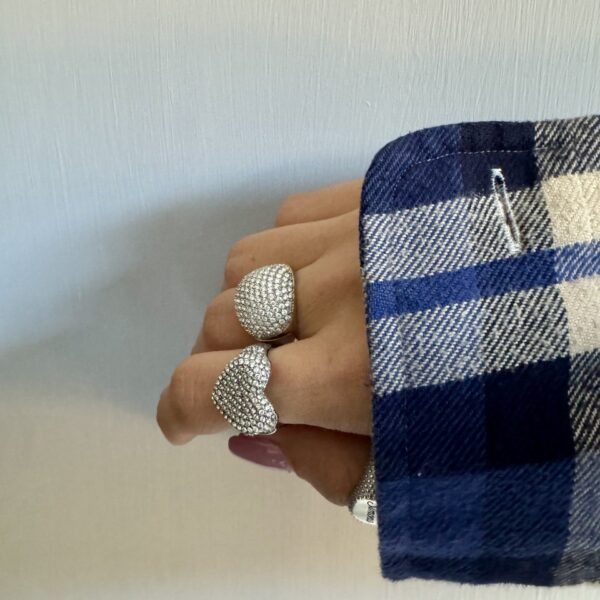 Anello fedone con strass Anello fedone bombato fascia larga con strass
