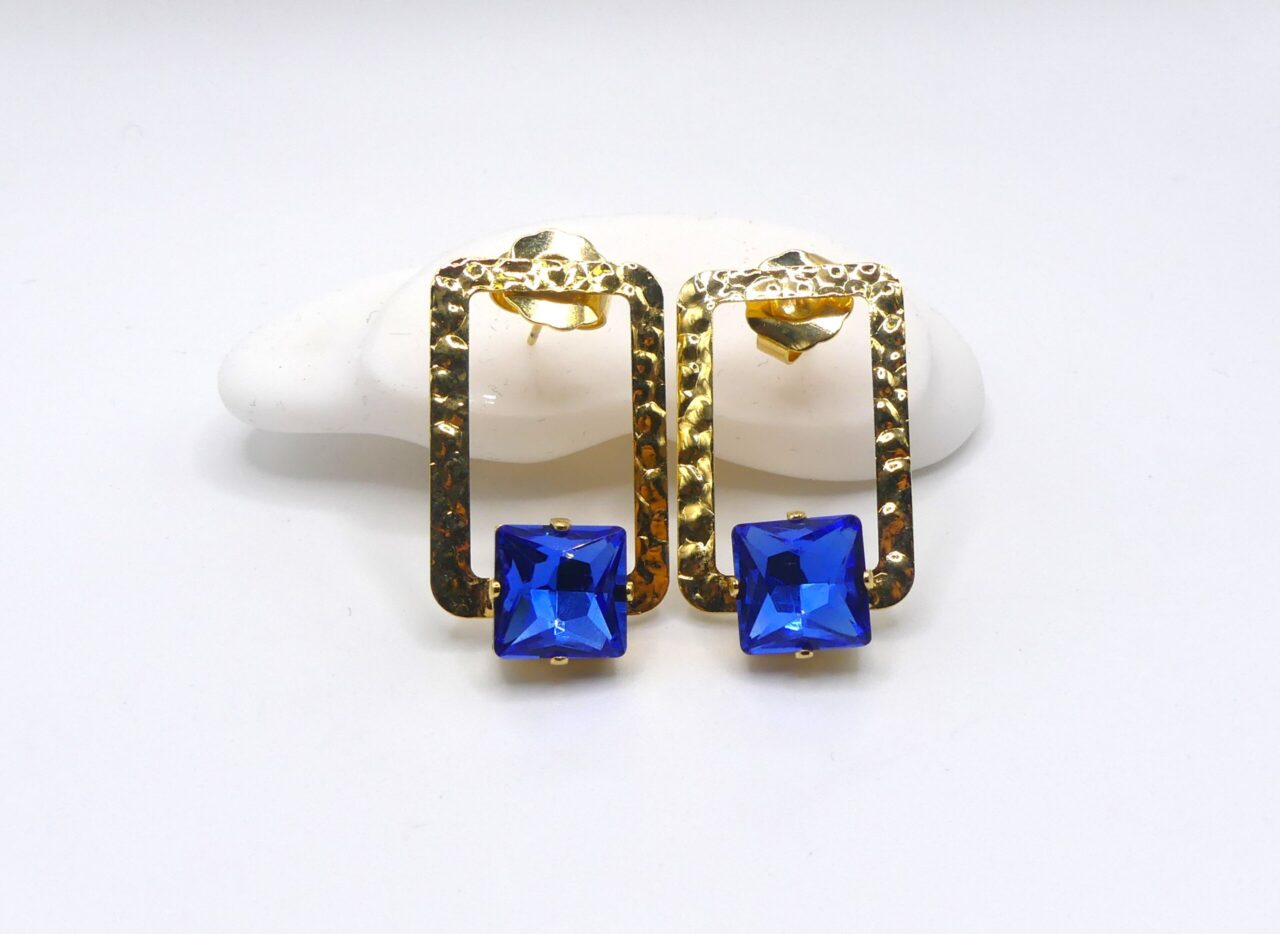 ORECCHINI RETTANGOLARE PIETRA BLU