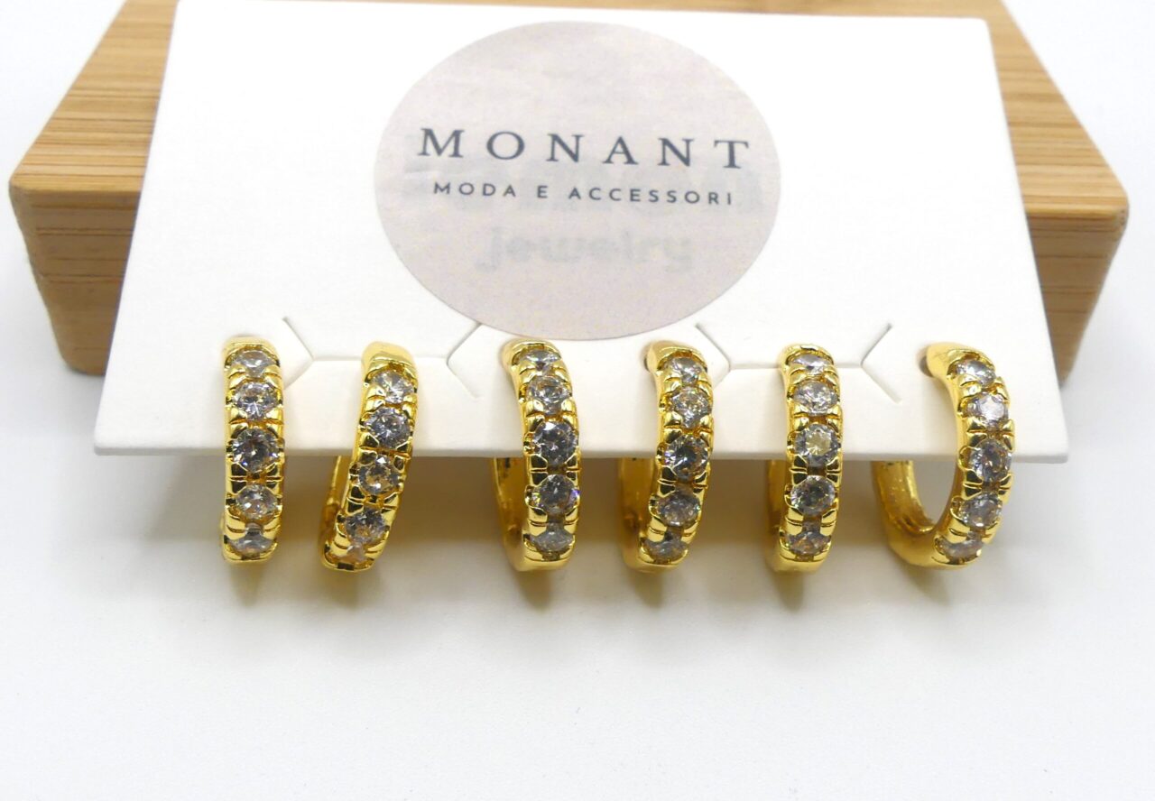 set orecchini cerchio strass