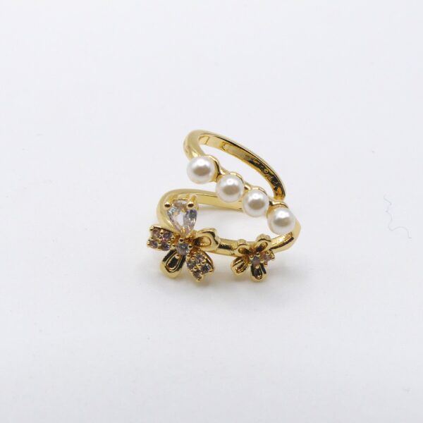 ear cuff ondulato fiore e perle