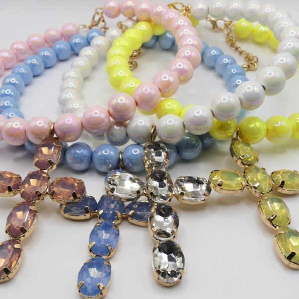 CHOKER PERLE CON CROCE STRASS